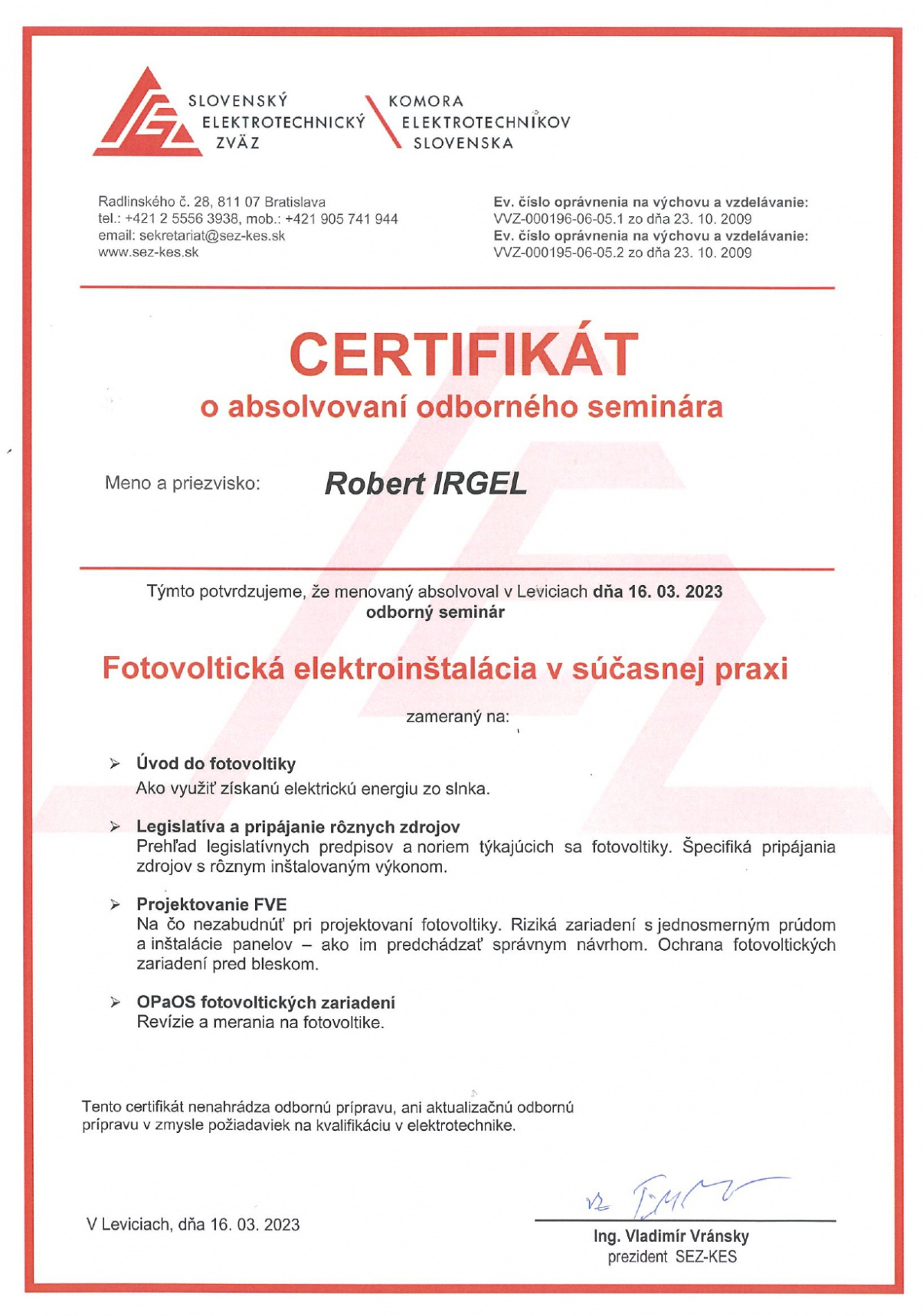 Certifikáty / Certifikáty - foto Certifikáty / Certifikáty - foto
